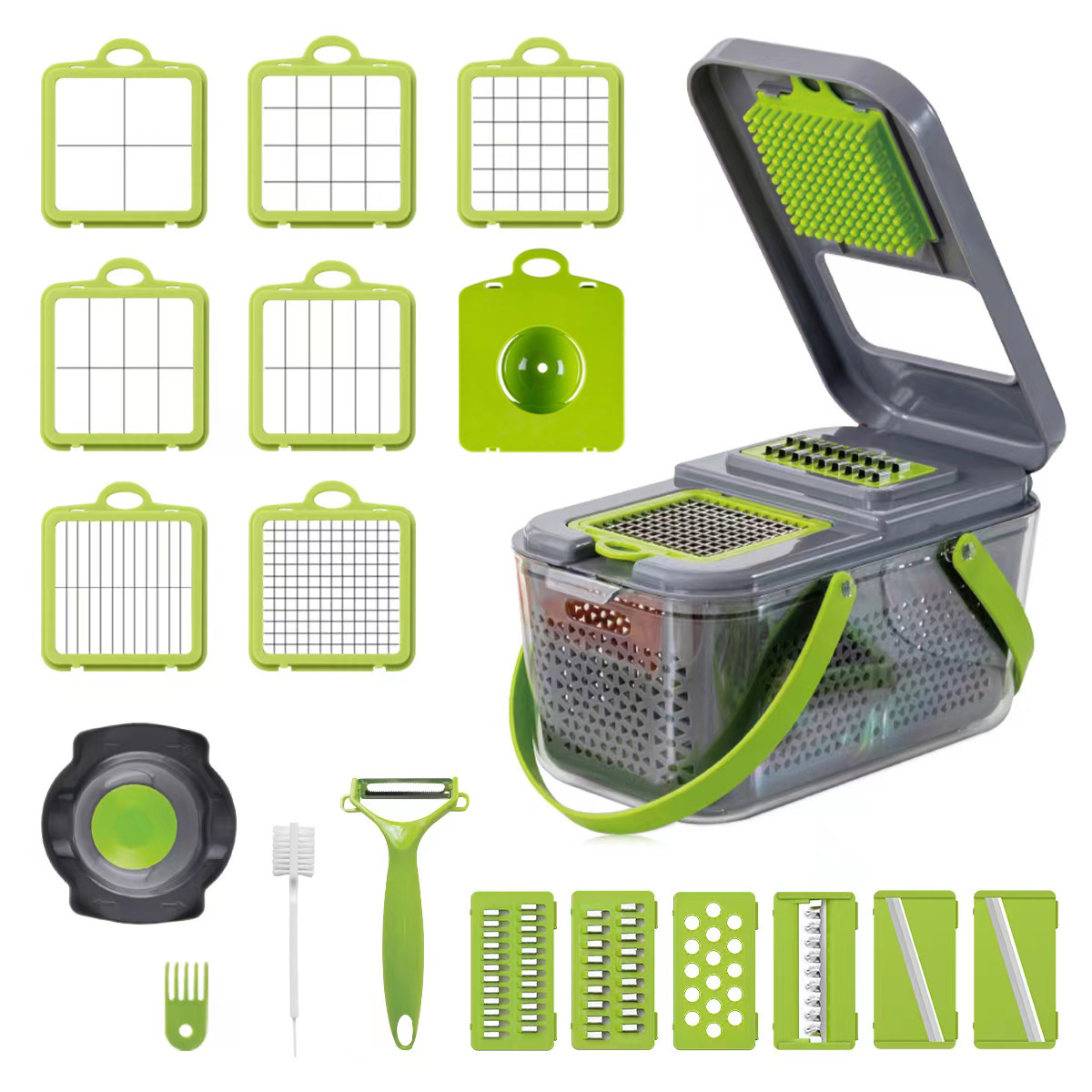 Hot selling multifunction 22 in 1 Multifunctional Food Chopper Grater Onion Dicer 13pcs Stainless Steel Blades Vegetable Chopper