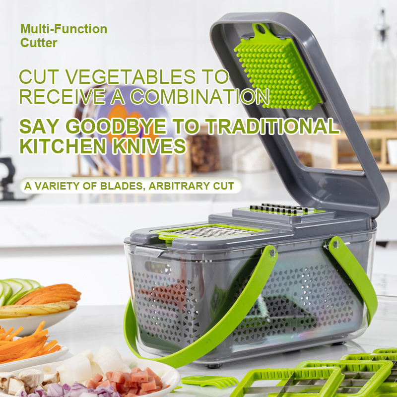 Hot selling multifunction 22 in 1 Multifunctional Food Chopper Grater Onion Dicer 13pcs Stainless Steel Blades Vegetable Chopper