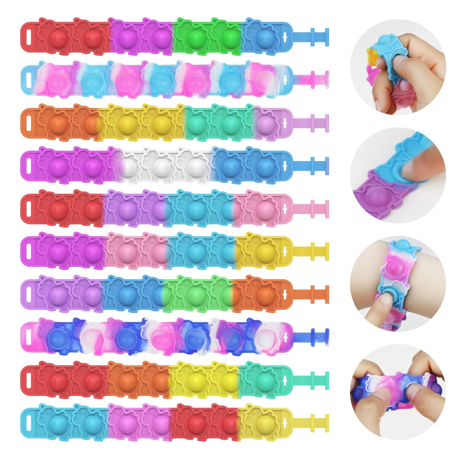 Custom New Hot Sale Push Pop Sensory Silicone wristband Bubble Fidget Finger Bracelet For Kids Adults Stress Relief Toy Bracelet