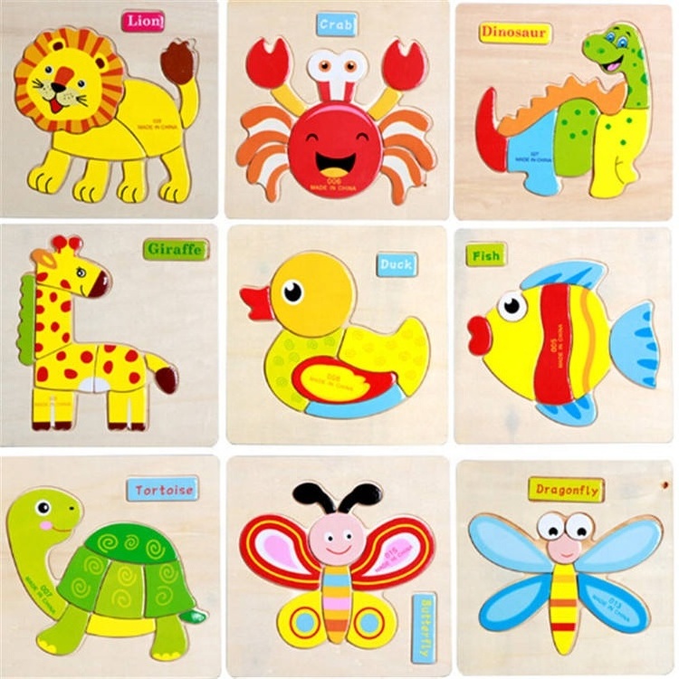 Classic Wooden 3d Alphabet Word Animal Jigsaw Puzzles Baby Montessori Educational Learning Puzzles Toys For Kids Boys Girls CE