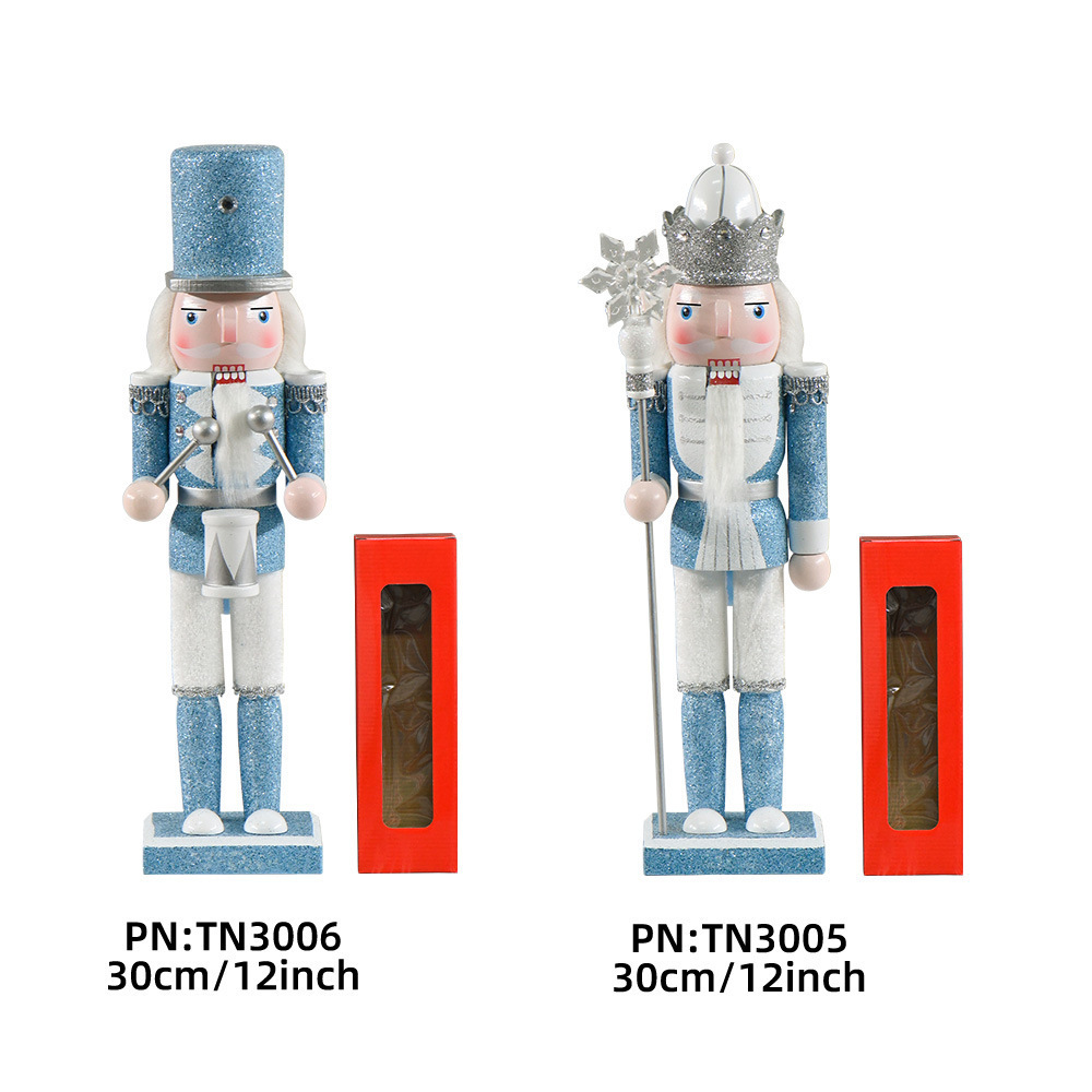 2023 30CM Sky Blue bright Pink Nutcracker King Wooden crafts cartoon Christmas nutcracker