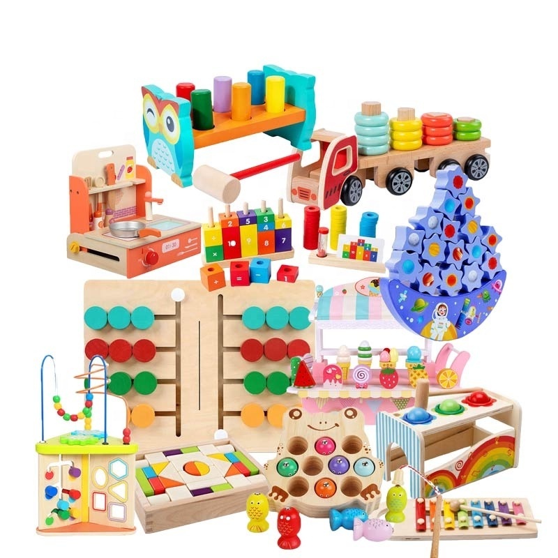 New Trending Wooden Baby Intellectual Development Toys Early Learning Educational Montessori Toys for 1 to 3-year-old Boys Girls