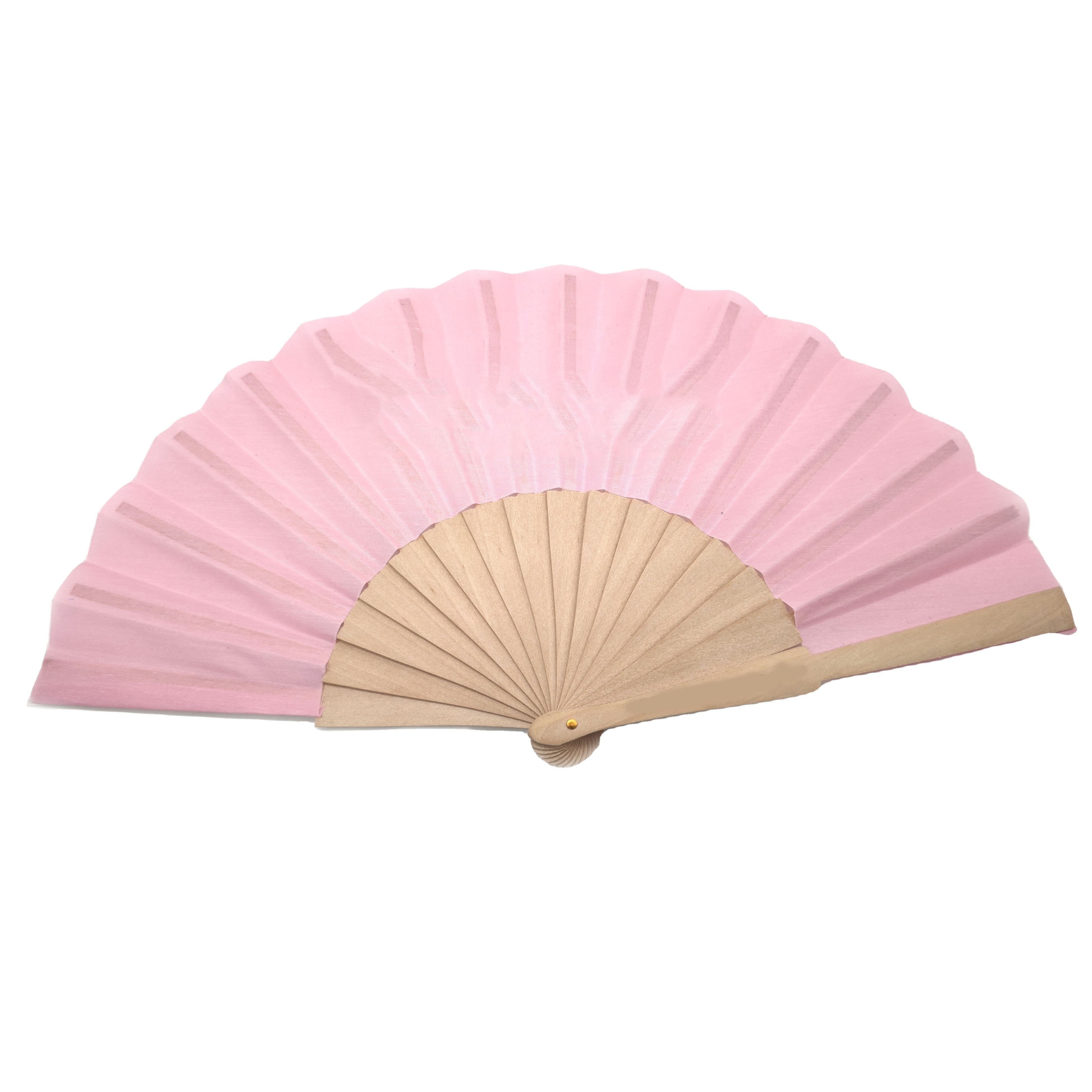 Custom Printed Folding Fan Foldable Wood Fabric Hand Fan Wholesale Bamboo Fan