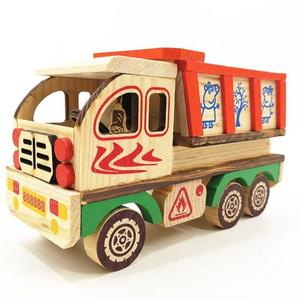 High Quality Educational Wooden Toy Car Assemble Engineering Construction Vehicle Wooden Truck Model Car Toys For Kids