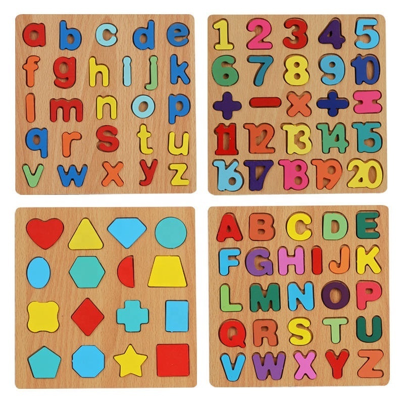 Classic Wooden 3d Alphabet Word Animal Jigsaw Puzzles Baby Montessori Educational Learning Puzzles Toys For Kids Boys Girls CE