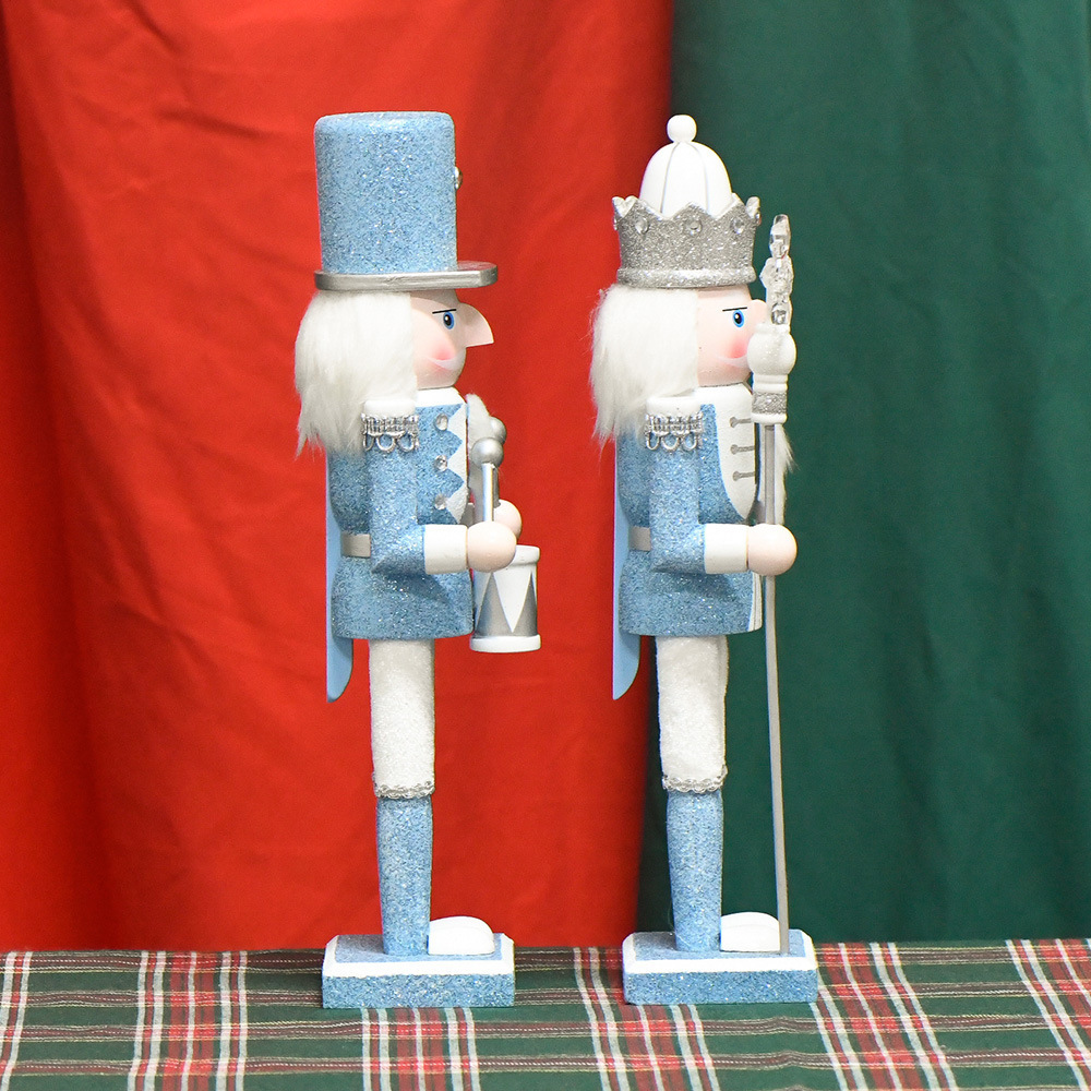 2023 30CM Sky Blue bright Pink Nutcracker King Wooden crafts cartoon Christmas nutcracker