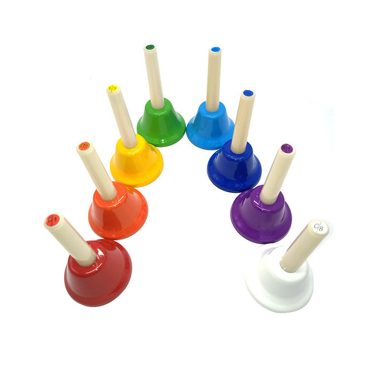 New Children Musical Instruments shaker toy Percussion Toy Musical hand bells set 8 Tones Diatonic Bells Music desk bells toy