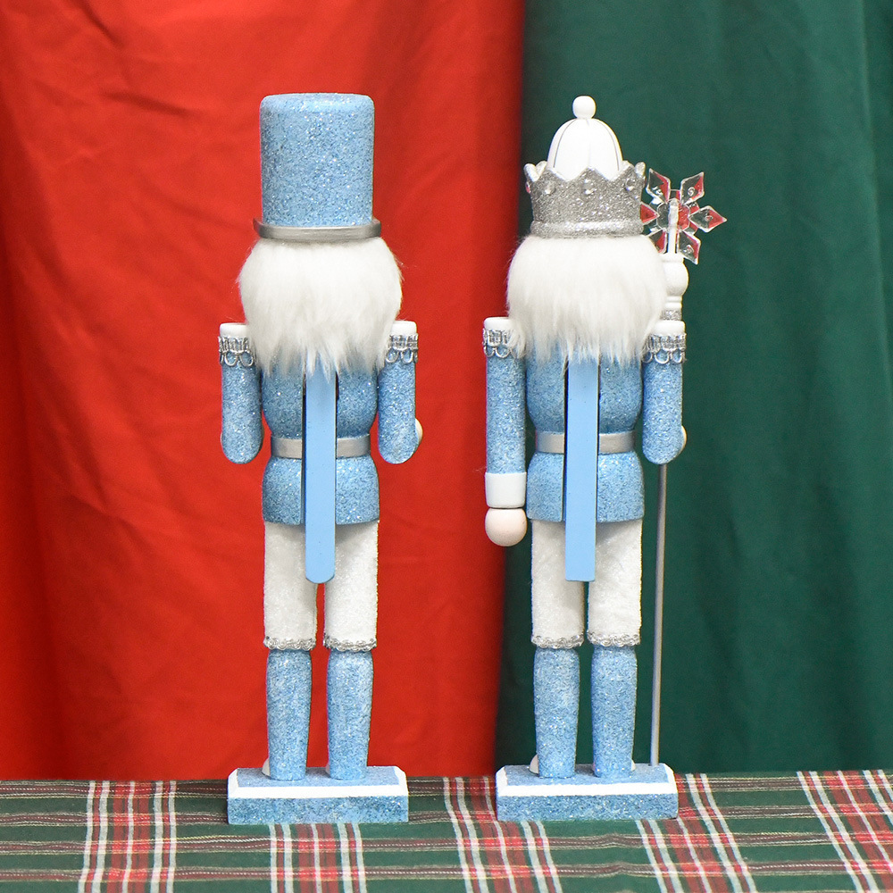 2023 30CM Sky Blue bright Pink Nutcracker King Wooden crafts cartoon Christmas nutcracker