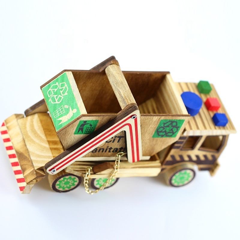 High Quality Educational Wooden Toy Car Assemble Engineering Construction Vehicle Wooden Truck Model Car Toys For Kids