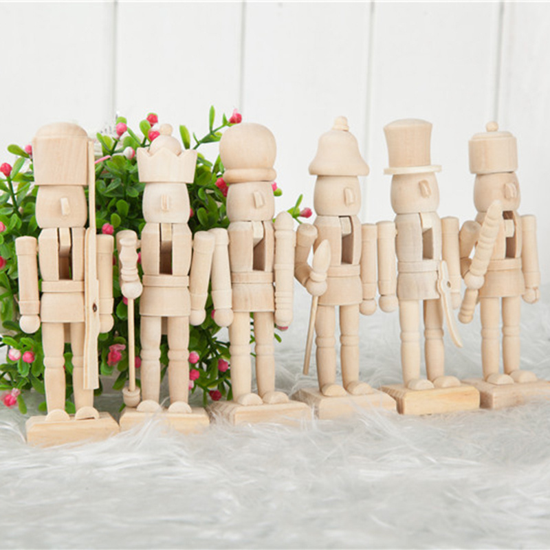 DIY Painting Decor Painting Wooden Christmas Ornament Diy Kids Toys Unpainted Nutcracker soldiers