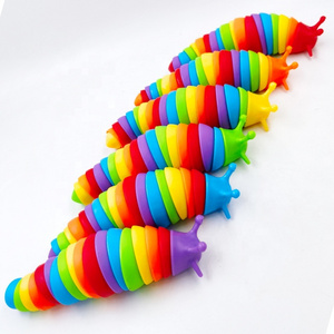 Pop Fidget Toys Rainbow Slug Articulated Finger Spinning Stress relief Snail Friendly Sensory Toys Fidget Slug