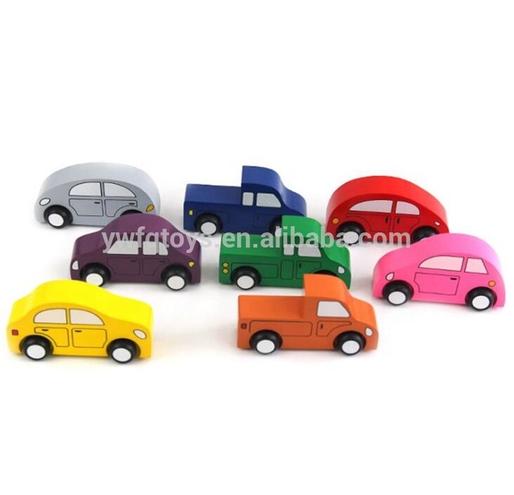 FQ new wooden small truck wooden magnetic car OEM pick up truck magnetic wood car toys