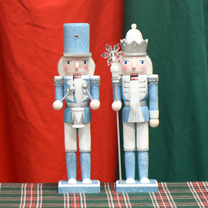 2023 30CM Sky Blue bright Pink Nutcracker King Wooden crafts cartoon Christmas nutcracker