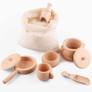 Baby montessori kitchen sensory bin tools Wooden Scoops and Tongs Wooden Waldorf table Toys kid Montessori Toy Sensory Bin Toys