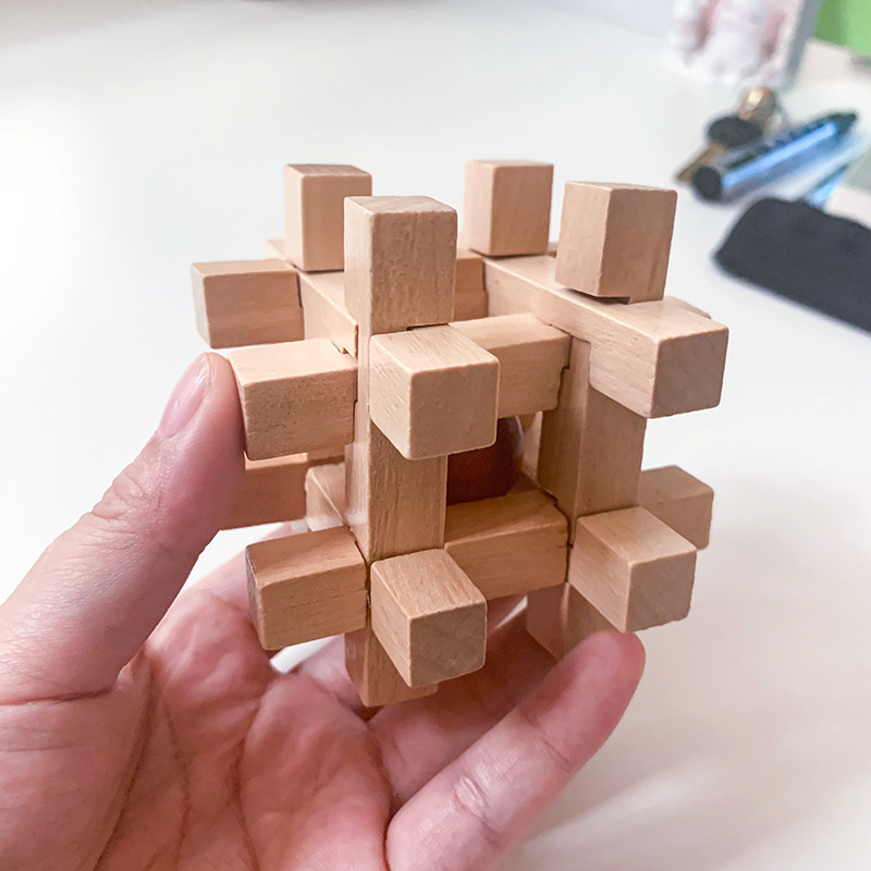 Wooden Puzzle Luban Kongming Lock Puzzle Toy Wooden Brain Teasers Cube Puzzle For Children Adult