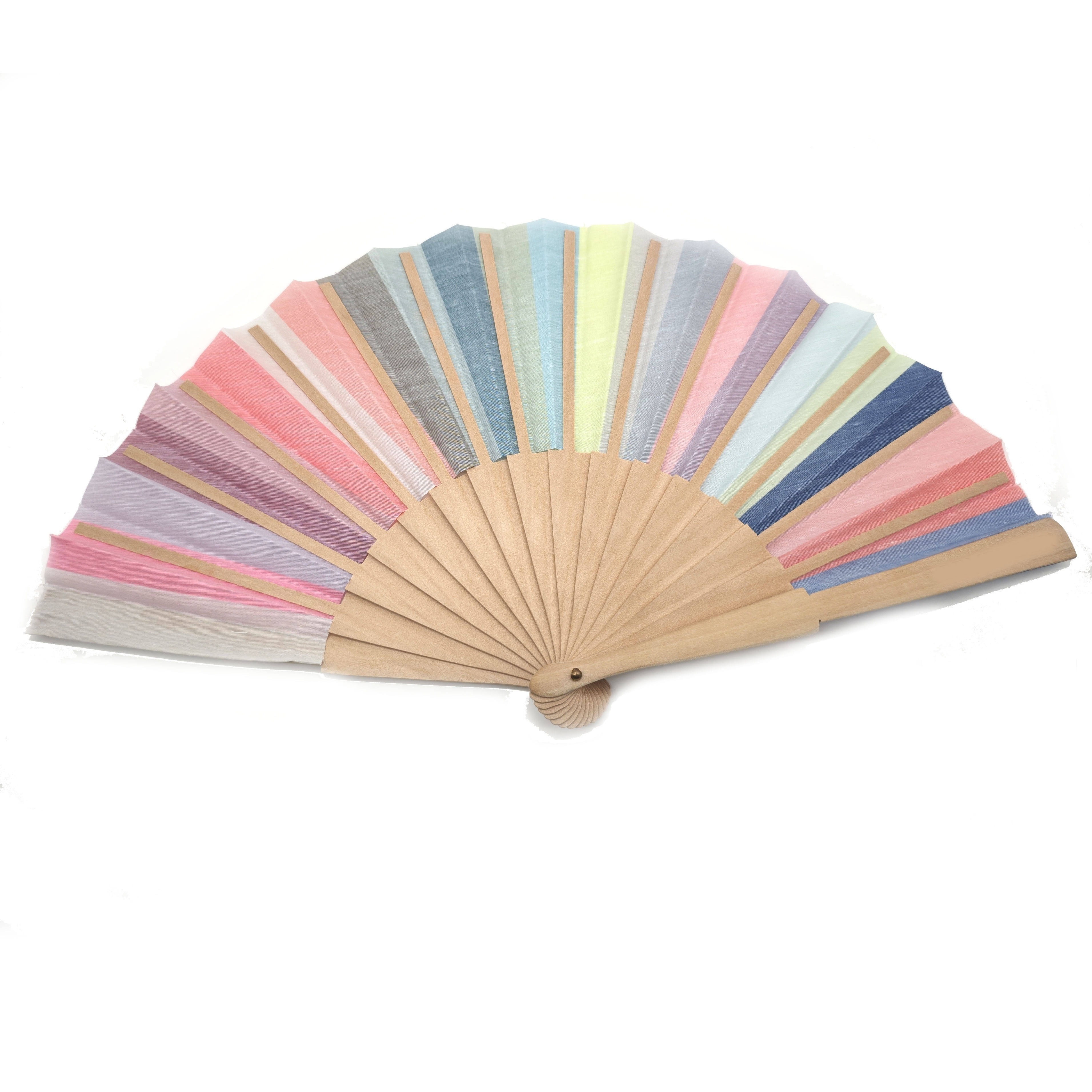 Custom Printed Folding Fan Foldable Wood Fabric Hand Fan Wholesale Bamboo Fan