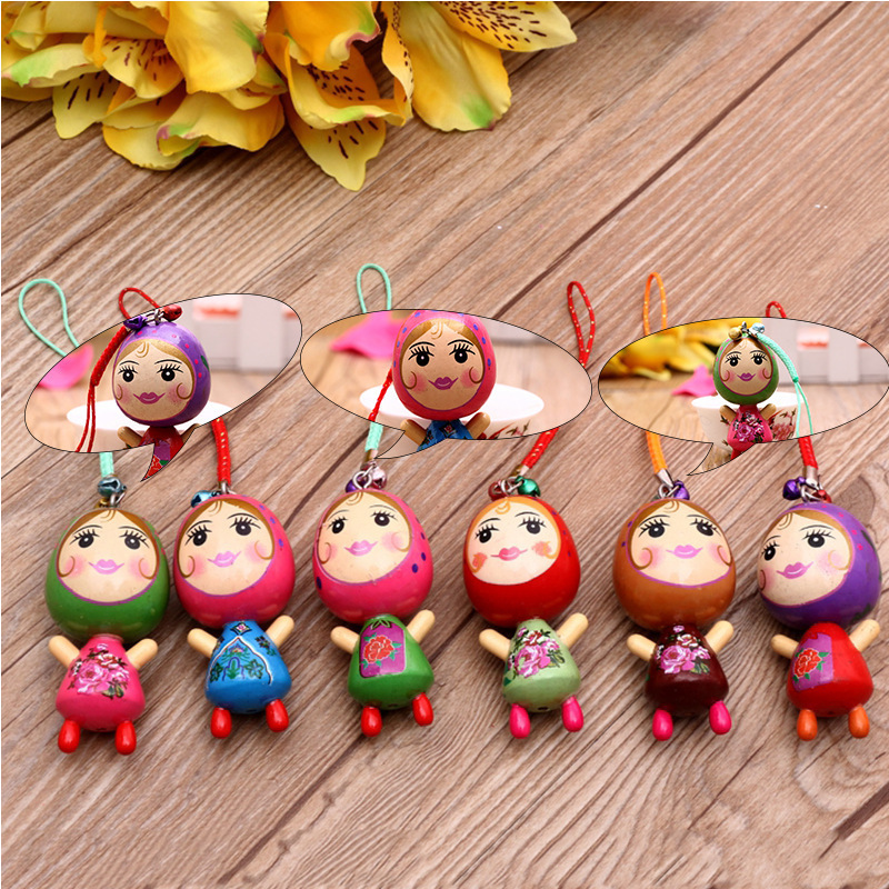 Russian puppet pendant creative wooden crafts wooden home decoration cute doll keychain toys