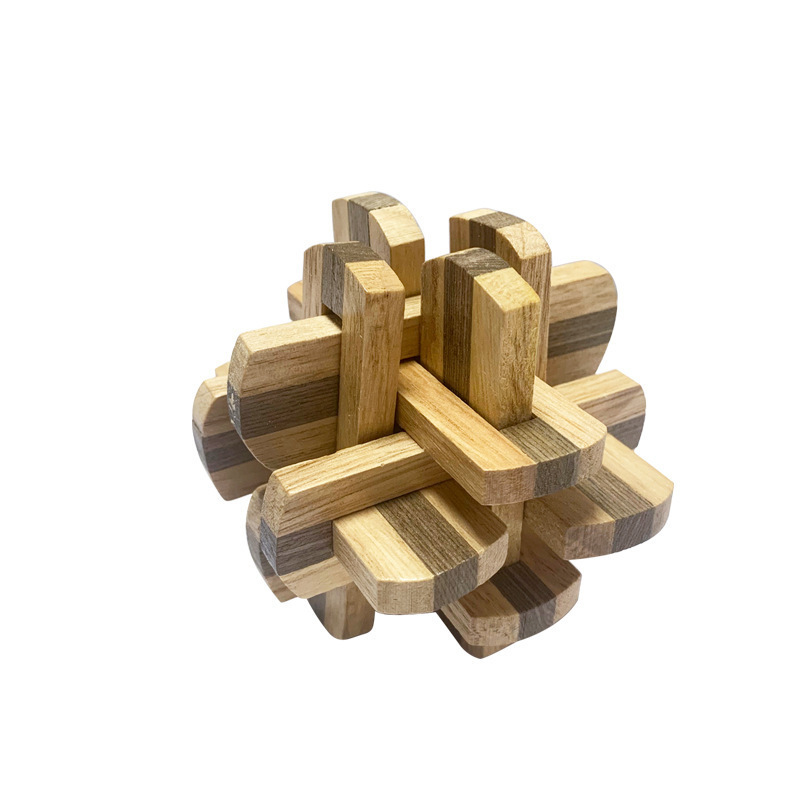 Wooden Puzzle Luban Kongming Lock Puzzle Toy Wooden Brain Teasers Cube Puzzle For Children Adult