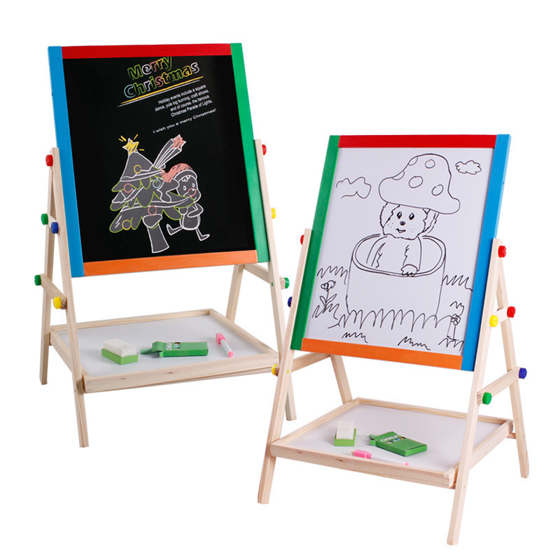 FQ brand writing magnetic board wood drawing stand collapsible easel Black Chalk Board for kids