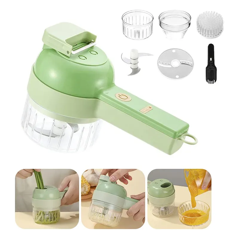 Multifunctional Handheld USB Rechargeable 4 In 1 Vegetable Food Onion Chopper Cutter Or Slicer