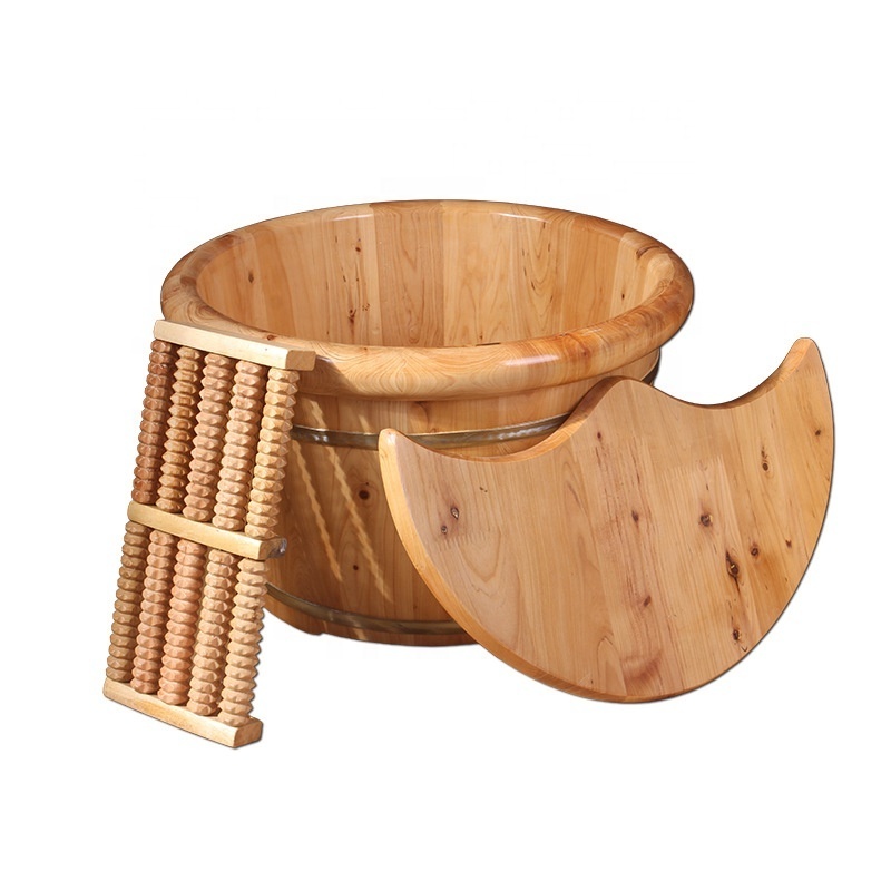 Factory wholesale solid wooden barrel bathtub portable wooden bathtub indoor wooden barrel bath tub