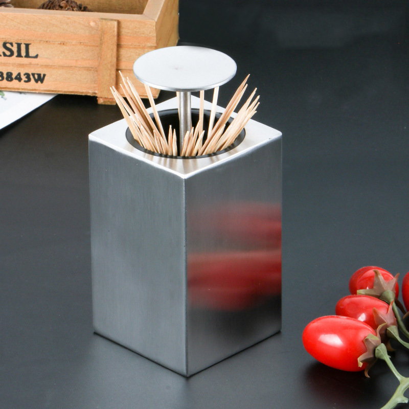 Automatic Pop-up toothpick box stainless steel toothpick box Luxury toothpick holder