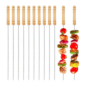 Stainless Steel Needles wooden handle Grilling kebab Skewers Barbecue Roasting Sticks wood Bbq tools Bbq accessories Bbq skewers