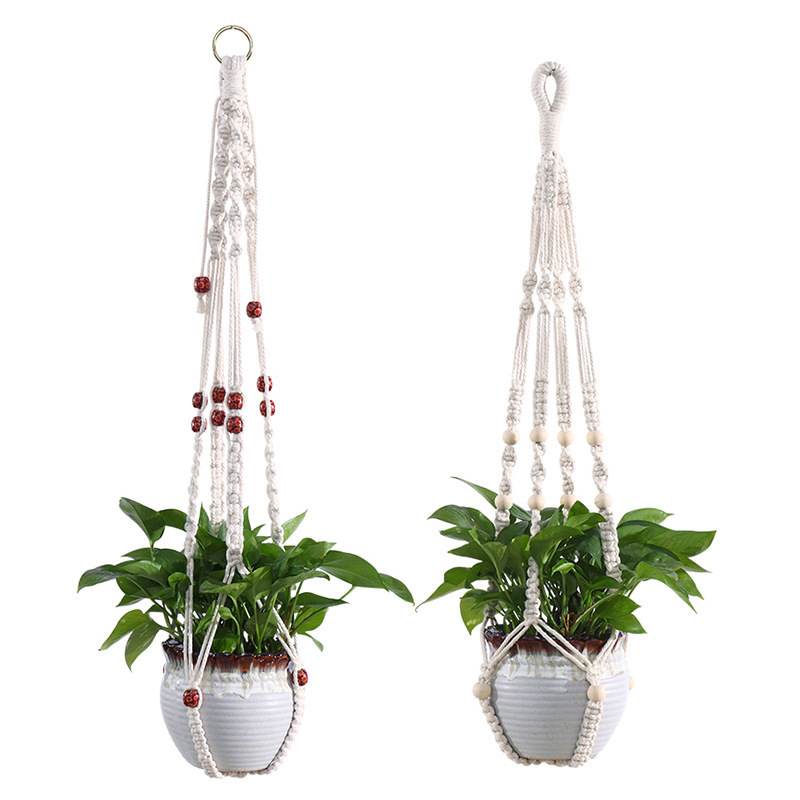 Home Decor DIY Handmade Cotton Rope Flower Pot Holder Macrame Plant Hangers For Indoor Outdoor