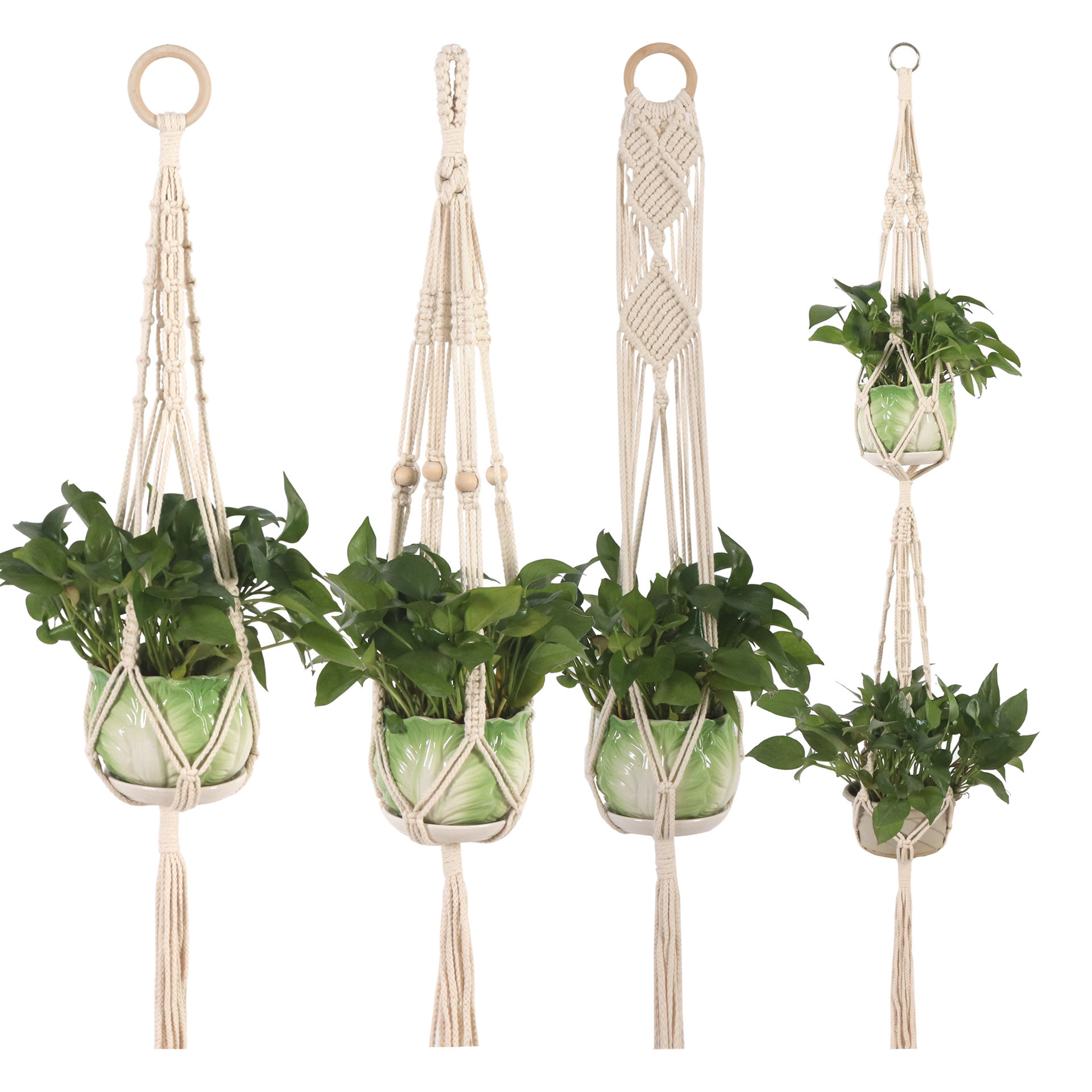 Home Decor DIY Handmade Cotton Rope Flower Pot Holder Macrame Plant Hangers For Indoor Outdoor