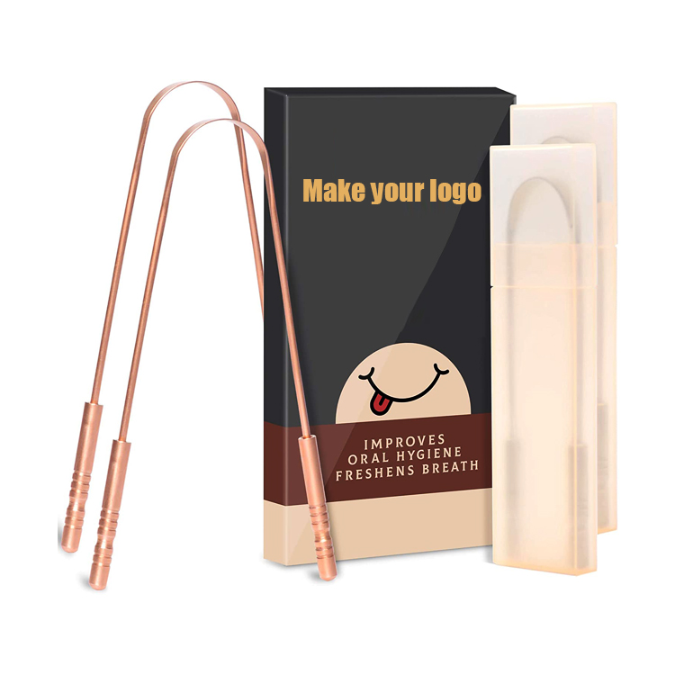 Wholesale Reusable Copper Tongue Cleaner Stainless Steel Tongue Scraper for Bad Breath Prevention