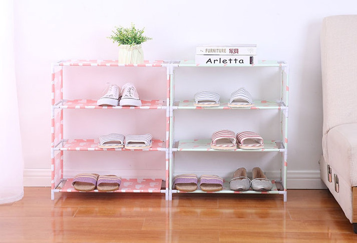 DIY Stainless Steel Metal PP Combine Cotton Cabinet Shoe Rack Organizer Shoe Racks