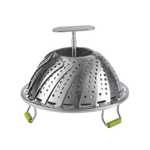 Wholesale stainless steel telescopic folding food steamer dumpling steamer drain basket