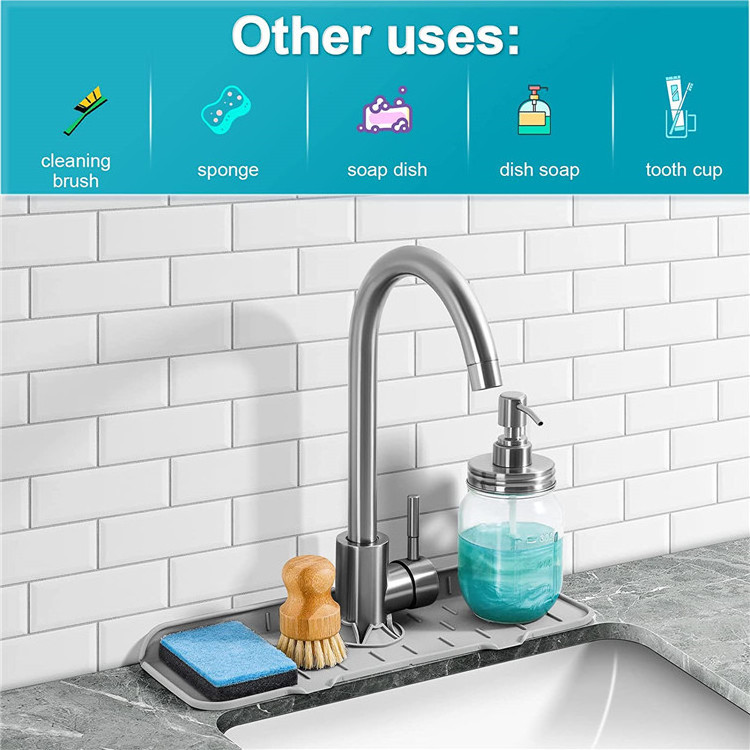 2023 New Splash Guard Mat Sink Silicone Faucet Mat For Kitchen Sink and Bathroom