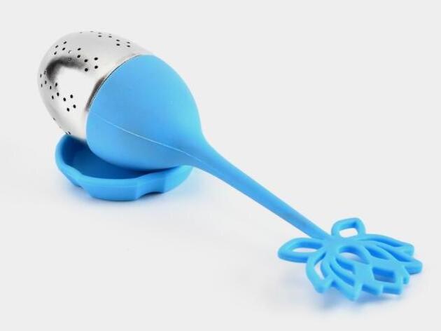 Premium High Quality Loose Leaf Lotus Flower Design Silicone Tea Strainer Infuser Diffuser Stainless Steel Tea Filter