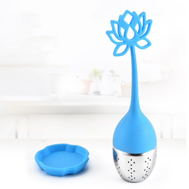 Premium High Quality Loose Leaf Lotus Flower Design Silicone Tea Strainer Infuser Diffuser Stainless Steel Tea Filter