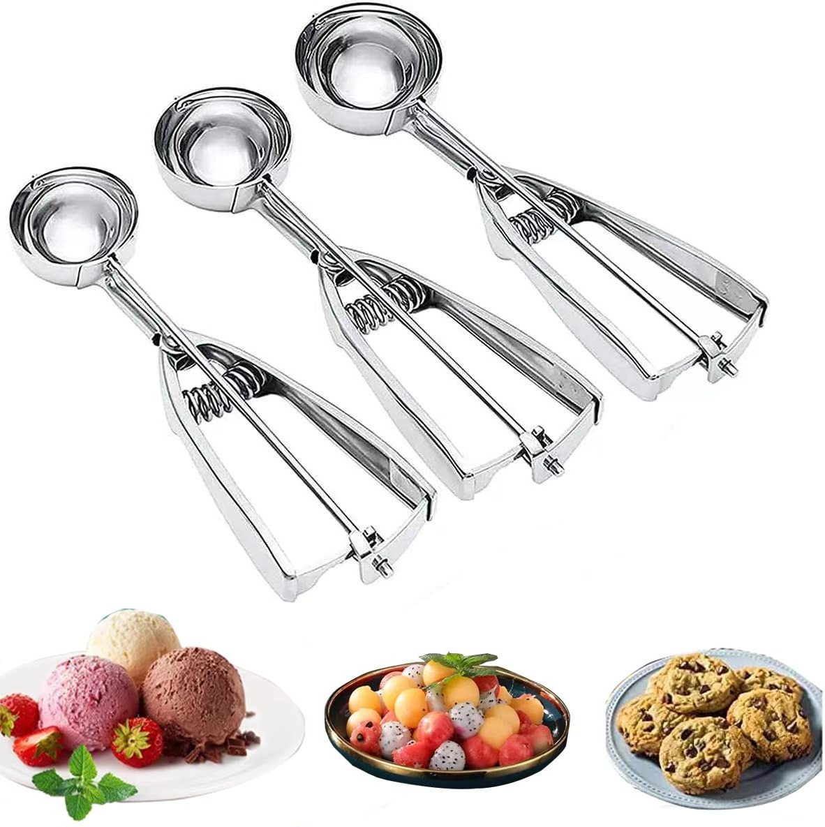 Hot Sale Stainless Steel Ice Cream Scoop Make Ball Melon Baller Cupcake Baking Dough Cookie Scoop Ice Cream tools