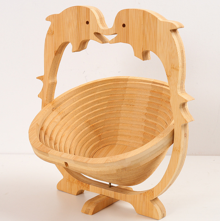 Hot selling foldable hanging fruit wooden basket bamboo basket