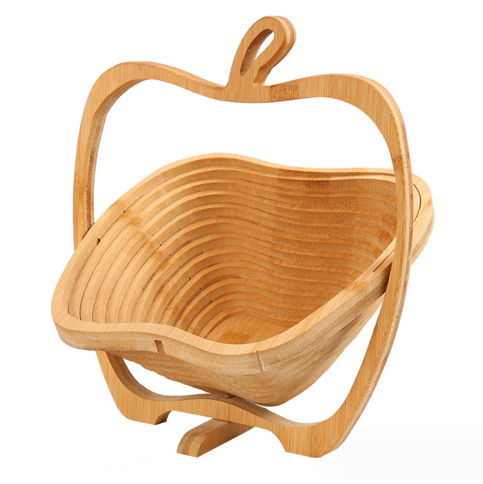 Hot selling foldable hanging fruit wooden basket bamboo basket