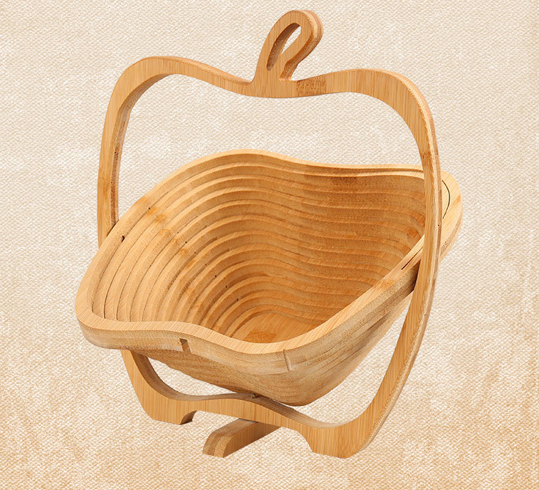 Hot selling foldable hanging fruit wooden basket bamboo basket