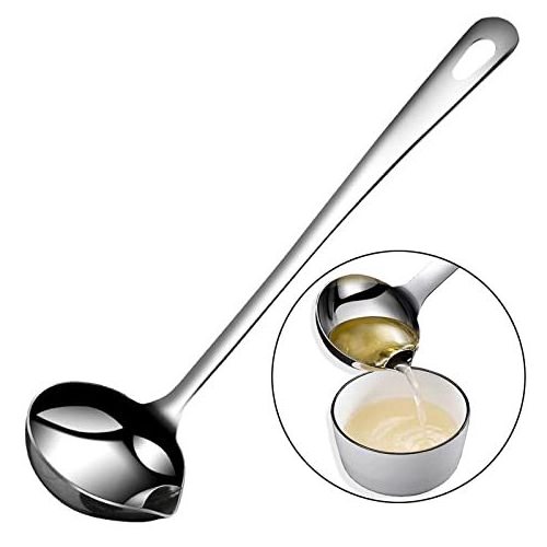 Private label wholesale oil separator soup ladle stainless steel cooking spoons with long handle kitchen soup dinner spoon