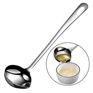 Private label wholesale oil separator soup ladle stainless steel cooking spoons with long handle kitchen soup dinner spoon