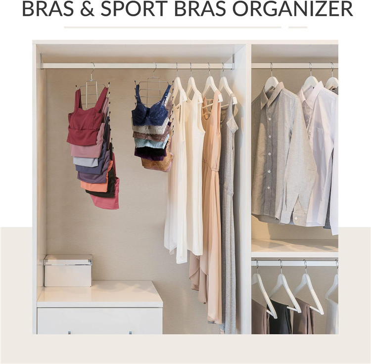 Stretchable Closet Organizers and Storage Space Saving Bra Hangers Non-Slip Hanging Sport Bra Holder