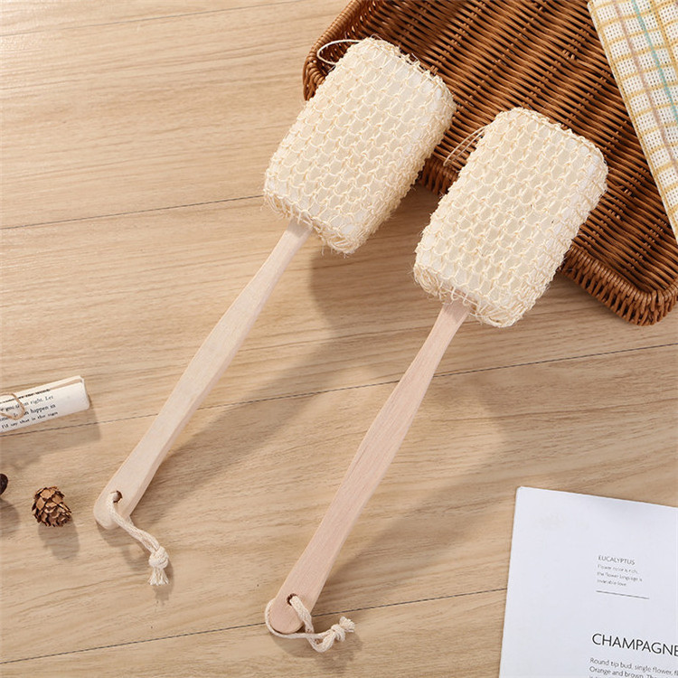 Factory Direct Adult Deep Cleaning Bath Brushes Sponges & Scrubbers with Wooden Handle & Sisal Sponge High Quality