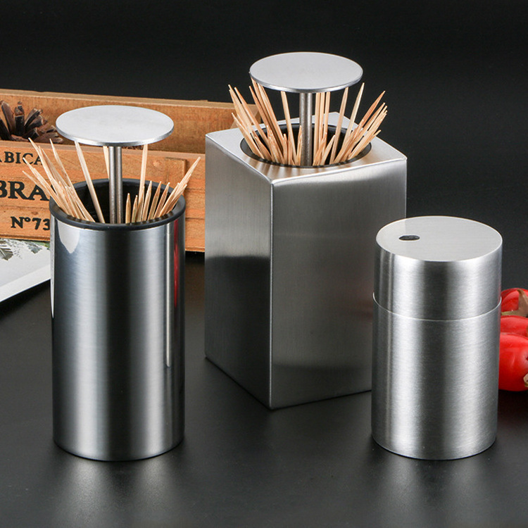 Automatic Pop-up toothpick box stainless steel toothpick box Luxury toothpick holder