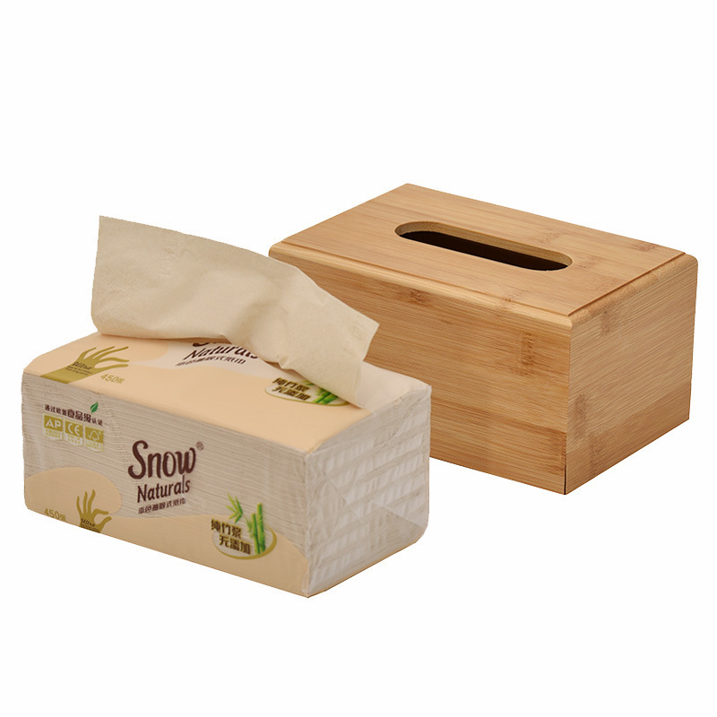 Office Desk Customized Sustainable Facial Paper Towel Dispenser Bamboo Tissue Box