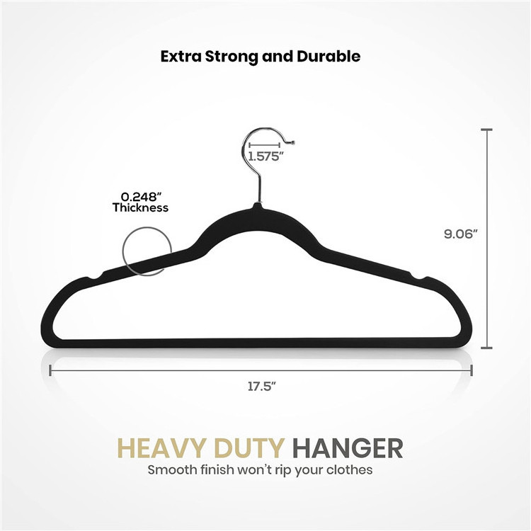 Black Velvet Hangers 50 Pack Premium Clothes Non-Slip Felt Hangers Sturdy Heavy Duty Coat Durable Suit for Space Saving