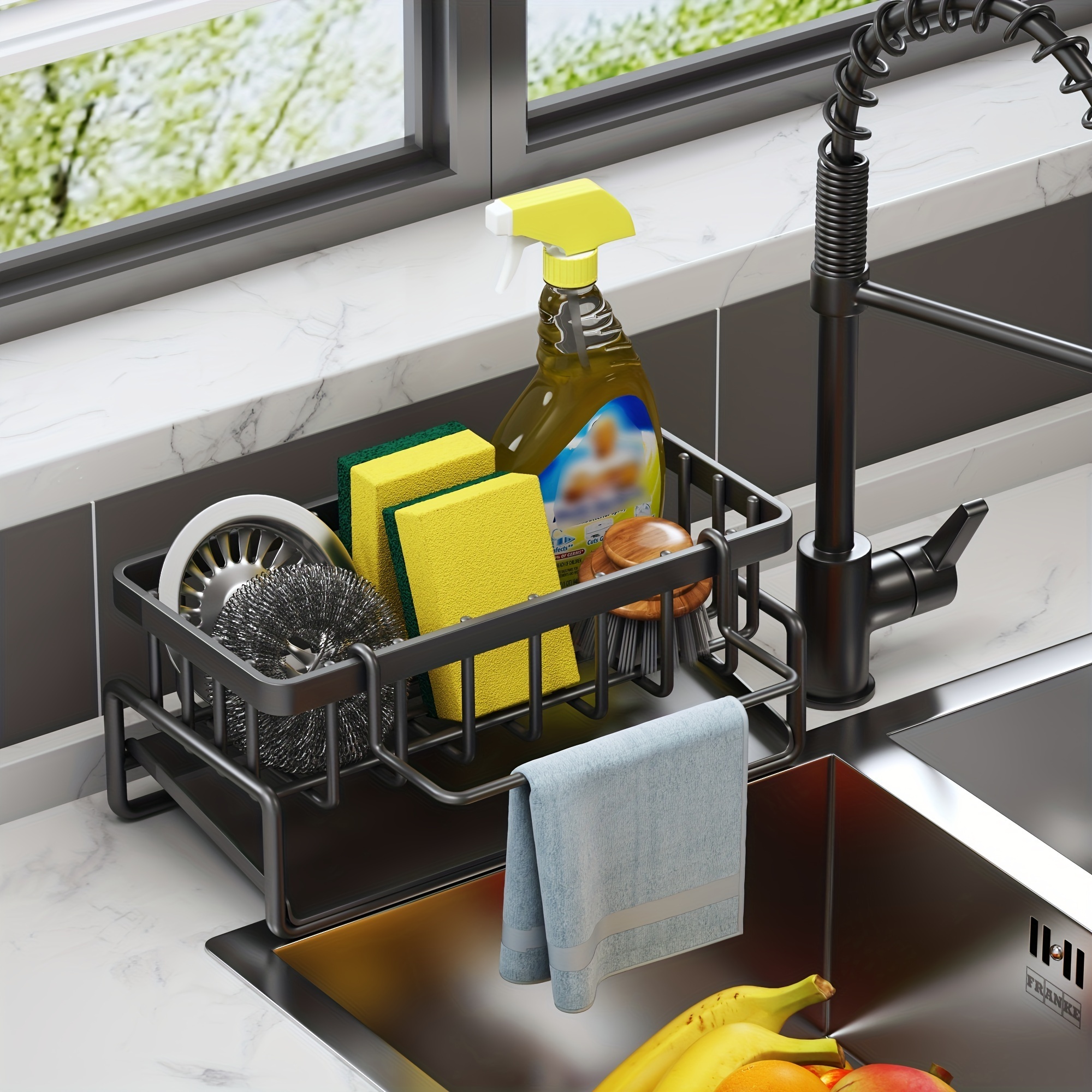 kitchen Sink Sponge Drain storage Basket rack bathroom Soap Sponge organize Holder Metal storage rack