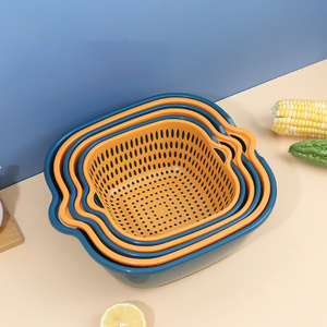 Hot Sale Kitchen Drain Colander Multifunctional Drain Basket Washing Storing Fruits Vegetables Plastic Drain Basket