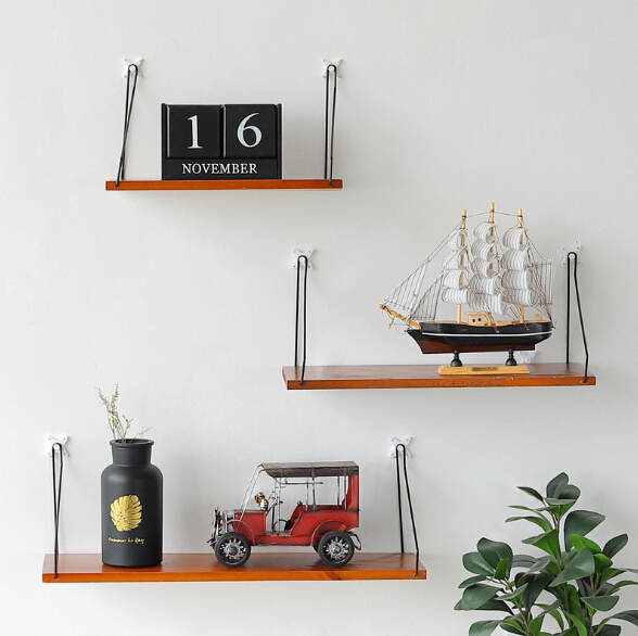 Simple Nordic Style Wooden Wall Mount Storage Rack