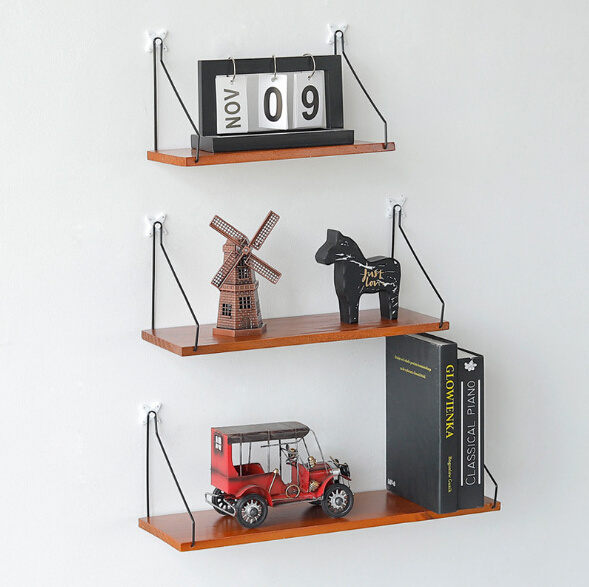 Simple Nordic Style Wooden Wall Mount Storage Rack